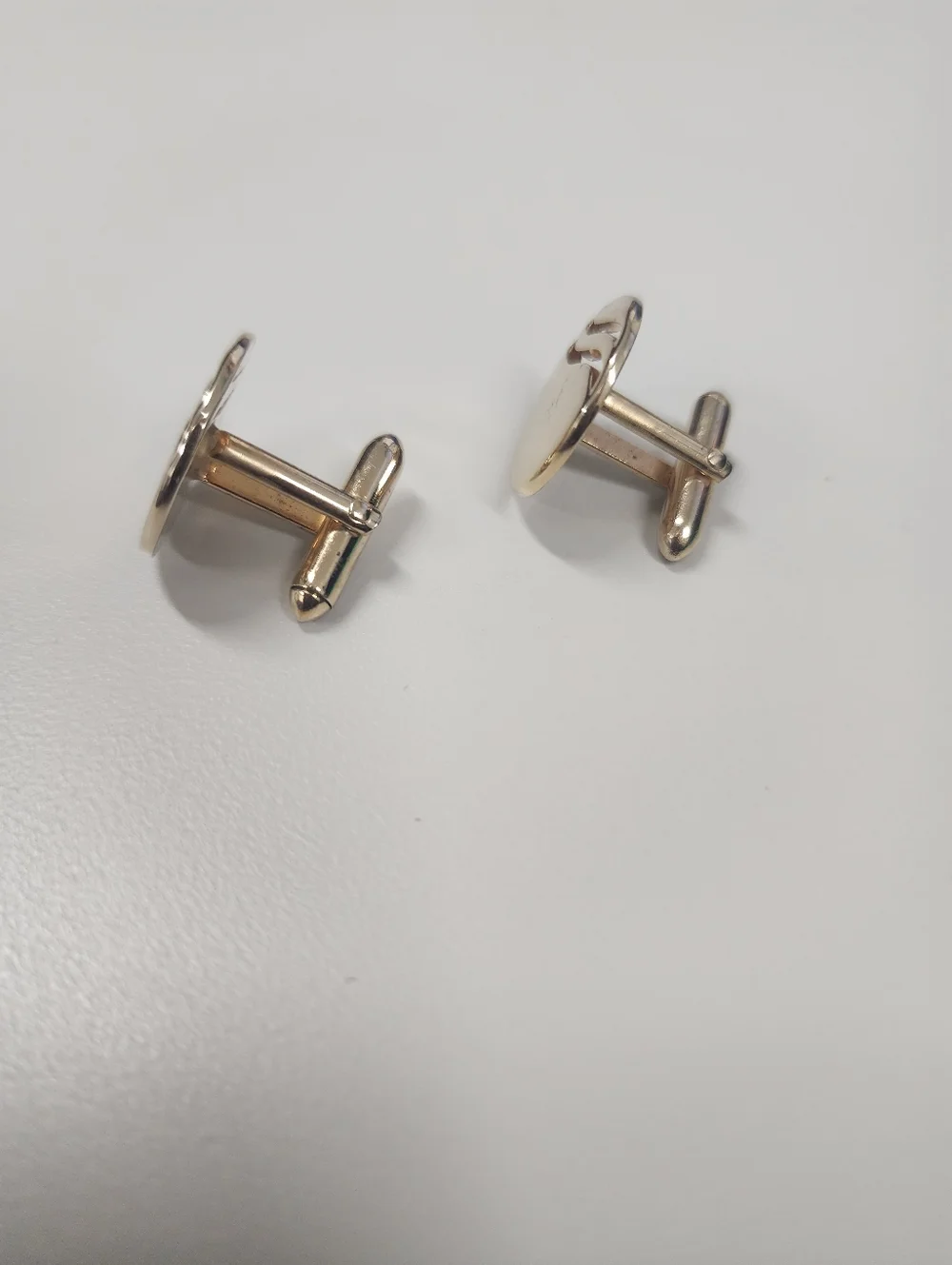 Gold-Tone Round Cuff links with Wave Accent - Men Accessories